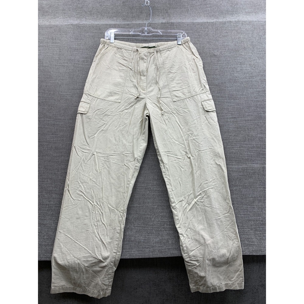 L.L.Bean Authentic Pants Womens Medium Beige Cotton Cargo Pockets Hiking Camping